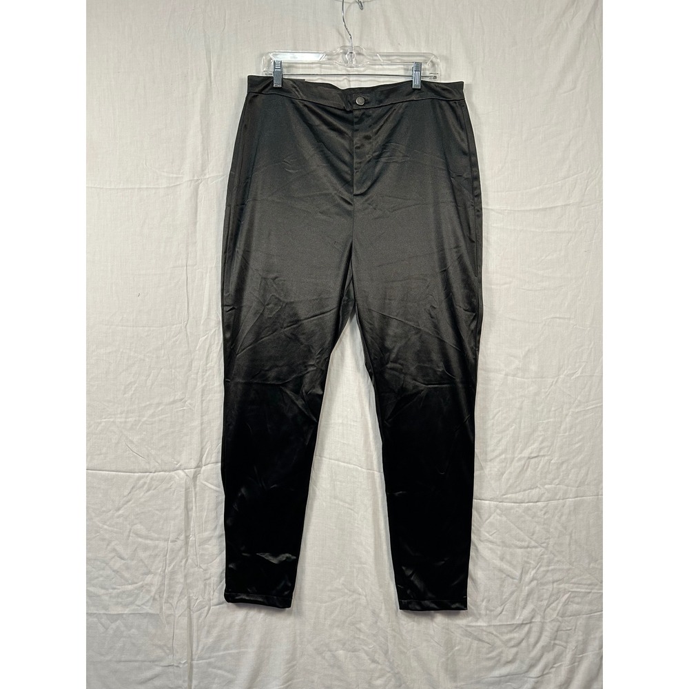 NWT American Bazi Womens Black Metallic Jeggings High Rise Shiny‎ Pants 1X #2292